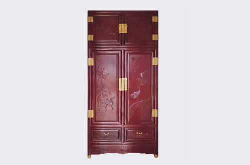 清流高端中式家居装修深红色纯实木衣柜